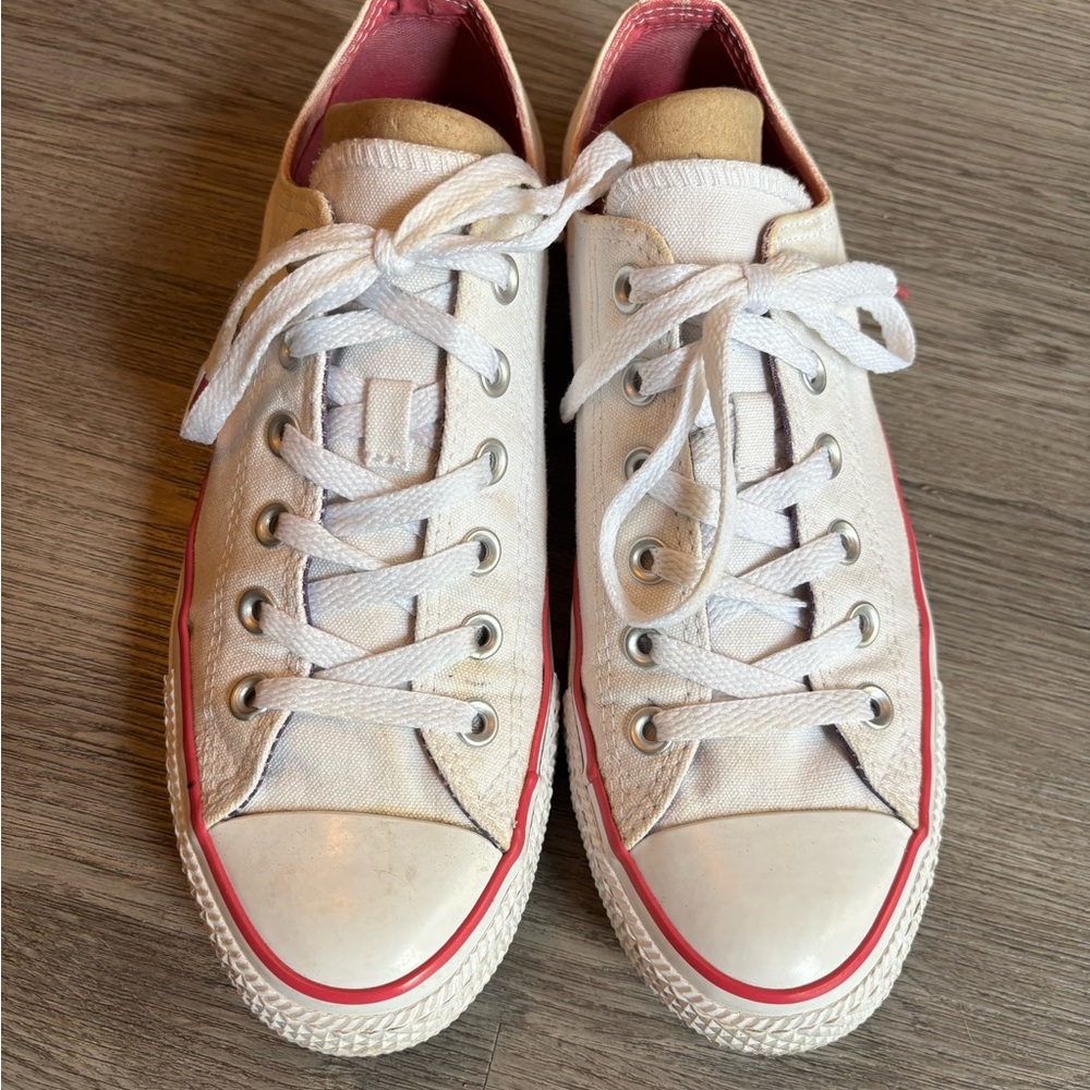 Classic White and Pink Women's Sneakers
